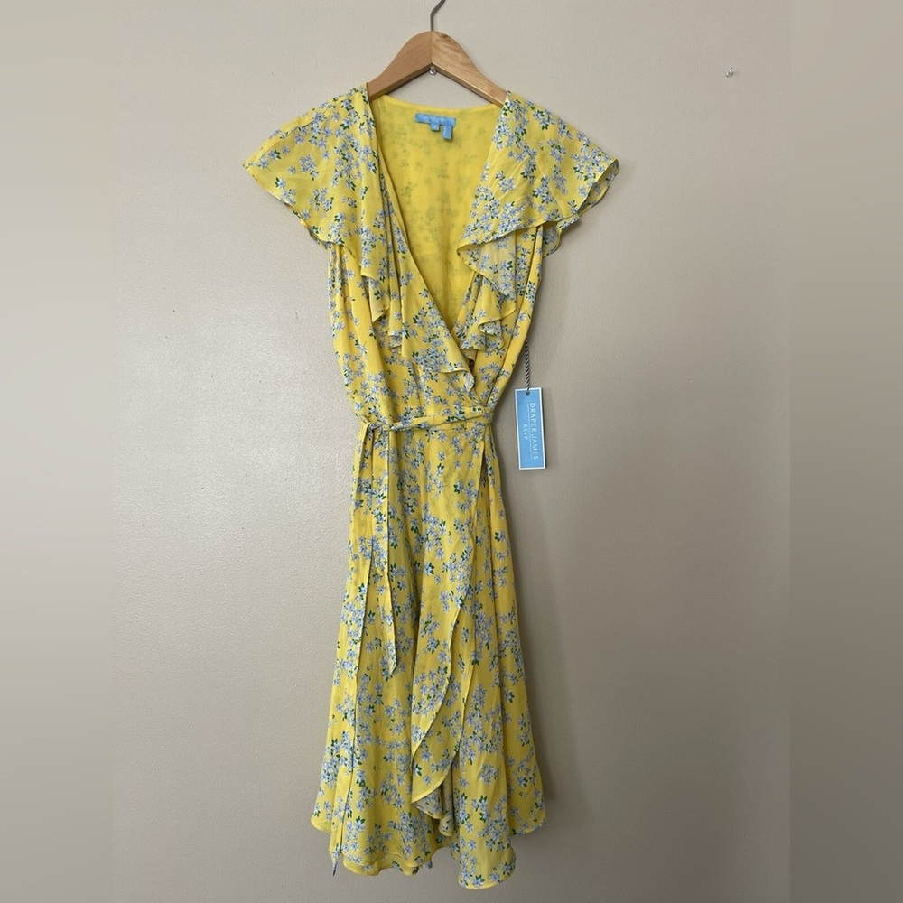 Draper James Yellow and Blue Floral Midi Dress